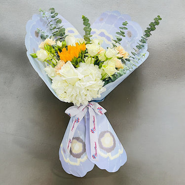 White Rose Sunflower Hydrangea Bouquet